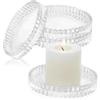 VGECEE 4 Pezzi Porta Candele Piattino, 9cm Piattino Porta Candele Trasparente Porti Candele Vetro Piatti per Candeli in Vetro Piattini Porti Candeli da Tavolo per Natalizie/Matrimonio/Casa Festa/Cena