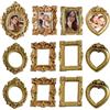 Muzrunq 12 Piccole cornici in Oro, Mini cornici in Resina Antica barocca per Foto Fai da Te, Feste, Decorazioni di Nozze per Natale