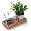 IVAILEX Vassoio Bagno Portaoggetti Rettangolare per Organizzare Giacinto d'acqua Cesto Vimini del Toilette Lungo Stretto Porta Asciugamani Ospiti (Naturale 26 x 12,5 x 4,5cm)