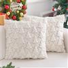 Brylleii Set di 2 Federde Cuscini Natalizi per Divano 45 x 45 Bianche Fodere Cuscini Velluto Oro Motivo a Pini Elegante Copricuscini Quadrati per Giardino Sedia Soggiorno Lavabili Inverno