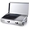 Doppia Piastra di Cottura con Cover Ompagrill Plancha Double 0470/M Alimentazione a Gas GPL e Metano con Accensione Piezoelettrica in Acciaio Inox e Ghisa