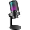 USB Microfono per PC Gaming PS4 PS5, RGB Microfono a Condensatore per Streaming,