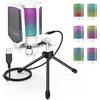 Does not apply USB Microfono per PC Gaming PS5, RGB Microfono a Condensatore Da Tavolo Con Puls