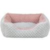 TRIXIE Kaline Mio, cuscino quadrato per cani morbido, grigio e rosa, 65 x 50 cm, comodo letto per cani con morbida fodera in peluche - 389712