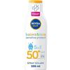 NIVEA SUN Latte Solare Kids Sensitive Protect & Play FP 50+ 200 ml, Crema Solare Bambini e Neonati dai 6 Mesi in su, Crema solare 50+ Resistente all'Acqua