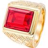 Homxi Anelli Uomo Punk,Anello Rettangolo con Pietra Rossa Anelli Uomo in Acciaio Inossidabile Rosso Anello Uomo Misura 25(65mm)