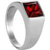Homxi Anello Punk Uomo,Anelli Rotondo con Pietra Quadrata Anelli in Acciaio Inossidabile Uomo Rosso Argento Anello Taglia 14(54mm)