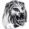 Homxi Anelli Punk,Anello Testa di Leone Anello Acciaio Inossidabile Uomo Argento Anelli Taglia 22(62mm)