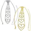 Generico Collana a forma di cuore con strass in argento e oro da donna, collana con cravatta di cristallo scintillante, gioielli per feste per la sera, il ballo e lo stile spigoloso