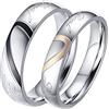 Homxi Anello Incisione Personalizzata,Anello Fidanzamento Acciaio Inossidabile Argento 4/5MM con Rotondo Cuore Puzzle Anelli Coppia Fedine Donna 17(57mm) + Uomo 25(65mm)