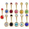 Homxi Piercing Ombelico 14G,11 Set Piercing Ombelico Piercing Ombelico Acciaio Chirurgico con Pendente Rotonda Zirconia Multicolor Piercing Ombelico in Oro Colorato
