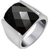 Homxi Anelli Uomo Incisione Personalizzata Anello in Acciaio Inossidabile per Uomo,Rettangolo 15.6MM con Zirconia Cubica Anello Nero Uomo Anello da Uomo Misura 30(70mm)