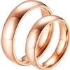 Homxi Anelli Fidanzamento Incisione,Acciaio Inossidabile Anello 5MM Oro Rosa Anello con Rotondo Lucido Anello Fedina Coppia Donna 14(54mm) + Uomo 25(65mm)
