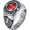 Homxi Anello da Uomo,Anelli Pietra Zirconia Rotonda Anelli Uomo Acciaio Inossidabile Rosso Argento Anello Misura 22(62mm)