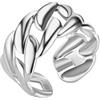 Homxi Anelli Regolabili Donna Anello Donna Acciaio Inossidabile Fascia,Catena del Curb 10MM Anelli Donna Argento Fedina Anelli da Donna Misura 17(57mm)