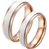 Homxi Anello Fidanzamento Incisione,Anello Acciaio Inossidabile Coppia 6MM Oro Rosa Bianco Anello con Rotondo Anello Fidanzamento Coppia Donna 17(57mm) + Uomo 20(60mm)
