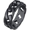 Homxi Anello Acciaio Inossidabile Uomo,Catena Cubana 7MM Anello Uomo Nero Anello da Uomo Misura 20(60mm)