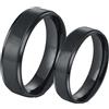 Homxi Anello Coppia Fidanzto con Incisione,Anello Fidanzamento in Acciaio Inossidabile Nero Anello con 6/8MM Rotondo Semplice Anelli Coppia Fidanzamento Donna 14(54mm) + Uomo 22(62mm)