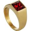 Homxi Anello Uomo Gotico Punk Vintage,Anelli Rotondo con Pietra Quadrata Anello Acciaio Inossidabile Uomo Rosso Oro Anelli Taglia 25(65mm)
