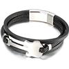 Ayoiow Bracciale Charms Pelle Argento, 20.9cm Bracciale Intrecciato Multistrato con Chitarra Braccialetto Uomo