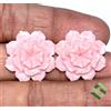 SBI Gems 22x22 MM Rosa Naturale Opale a Mano Intagliato Paio 28.52 Cts Fiore Forma Gemme