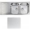 CM PRONTA CONSEGNA - SPEDIZIONE IMMEDIATA Lavello da Incasso 2 Vasche con gocciolatoio a Sinistra 116 x 50 cm Sopratop Acciaio Inox antigraffio CM COMETA 011497.D1.01.2016 011497 DCSSX