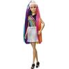 Barbie Bambola Con Capelli Lunghi Arcobaleno E Tanti Accessori, Giocattolo per B