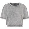 Build Your Brand Ladies Acid Washed Cropped Tee - T-Shirt Donna, Grey Black, M - BY054-01260-0046