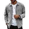 seiveini Camicia da Uomo in Velluto Maniche Lunghe Giacca Camicie Button-Down con Tasche Autunno Inverno A Nero M