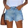shownicer Pantaloncini Donna Jeans Shorts Casual Pantaloncini in Jean Bermuda Shorts Estivi Corti Jeans Denim Short con Tasche B Blu Scuro XXL