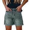 shownicer Pantaloncini Donna Jeans Shorts Vita Alta Pantaloncini in Jean Bermuda Shorts Casual Baggy Estivi Corti Jeans Denim Short con Tasche B Nero XXL