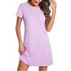 Bresdk Camicia da Notte Donna con Pizzo Manica Corta Sleepwear Estivo Morbido per Dormire e Casa, Rosa, XXL