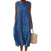 shownicer Vestiti Donna Estivi Vestito Lungo Scollo a Rotondo Abito Senza Maniche Stampa Floreale Abiti A Giallo Chiaro S