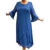 shownicer Vestito Donna Elegante Abito Cerimonia Vestiti Lungo Autunno Manica a 3/4 Abiti Curvy A Verde XXL