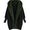 ORANDESIGNE Cappotti Donna Giacche in Pile Giacca in Sherpa Calda Felpa con Cappuccio Giacca in Peluche Tinta Unita Cardigan Casuale Hoodies Outwear Invernale B Verde L
