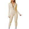 shownicer Jumpsuit Donna Tuta Intera Aderente Elegante Tutina Elastica Sportiva Maniche Lunghe Sexy Tute Completo Yoga a Coste per Palestra Clubwear A Rose Rosso L