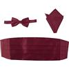 Tiuimk Set da uomo con cintura, papillon e fazzoletto quadrato da taschino - rosso vino, come mostrato nell'immagine principale, taglia unica, come mostrato nell'immagine principale, taglia unica