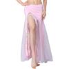 Generisch Gonna per danza del ventre, da donna, per la danza del ventre, sexy, maxi gonna con spacco in chiffon, con paillettes, gonna lunga, O rosa., Taglia unica