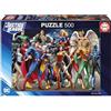 Educa - Puzzle di 500 pezzi per adulti | Justice League DC Comics. Misura: 48 x 34 cm. Include la colla Fix Puzzle. Da 11 anni (19913)