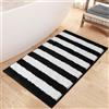 Sivilife Tappetini da bagno a righe bianche e nere per bagno, antiscivolo, lavabili in lavatrice, morbidi e spessi, in microfibra, motivo geometrico, per vasca da doccia, lavandino, 50,8 x 81,3 cm