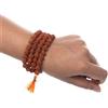 Marrone 5 Mukhi Rudraksha Mala Lab certificato con borsa Gomukhi Japa