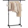 Stand Appendiabiti Con Ruote, Attaccapanni, Altezza Regolabile 97-165 Cm, Barra