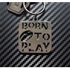 RUGBY Portachiavi Born To Play In Acciaio Inossidabile Argento Con Fibbia