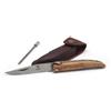 Mascu Coltello da caccia artigianale pieghevole con fodero in cuoio da cintura