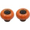 HDJNal Set di 2 pomelli in ceramica - Pomelli per porta di armadio da cucina di forma rotonda vintage per mobili e cassetti - Vintage Shabby Chic (32 mm di diametro, nero-arancio)