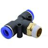 SENRISE Connettore pneumatico 2 pezzi Raccordo per tubo dell'aria tipo T, filettatura maschio, connettore rapido a tre vie per collegamento rapido di tubazioni d'aria, utensili pneumatici (PB6-02)