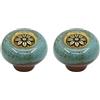 HDJNal Set di 2 pomelli in ceramica, pomelli per ante di credenze da cucina, maniglie vintage per mobili, maniglie per cassetti, stile vintage shabby chic (diametro 32 mm, bronzo-blu)