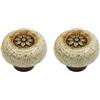 HDJNal - Set di 2, pomelli in ceramica - Maniglie per ante di armadietti da cucina, maniglie rotonde vintage per mobili, maniglie per cassetti - Stile vintage shabby chic (diametro 32 mm