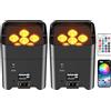 2Pcs 108W Batteria Ricaricabile Led Par RGBWA+UV Luce Nera Fari per Illuminazion