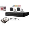 HIKVISION KIT VIDEOSORVEGLIANZA HIKVISION DVR 4 CANALI 2 TELECAMERE 2 MPX HD 500 GB